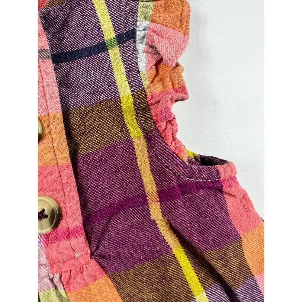 Tea Collection Faodail Flannel Plaid Jumper Dress Pink Maroon Size 2